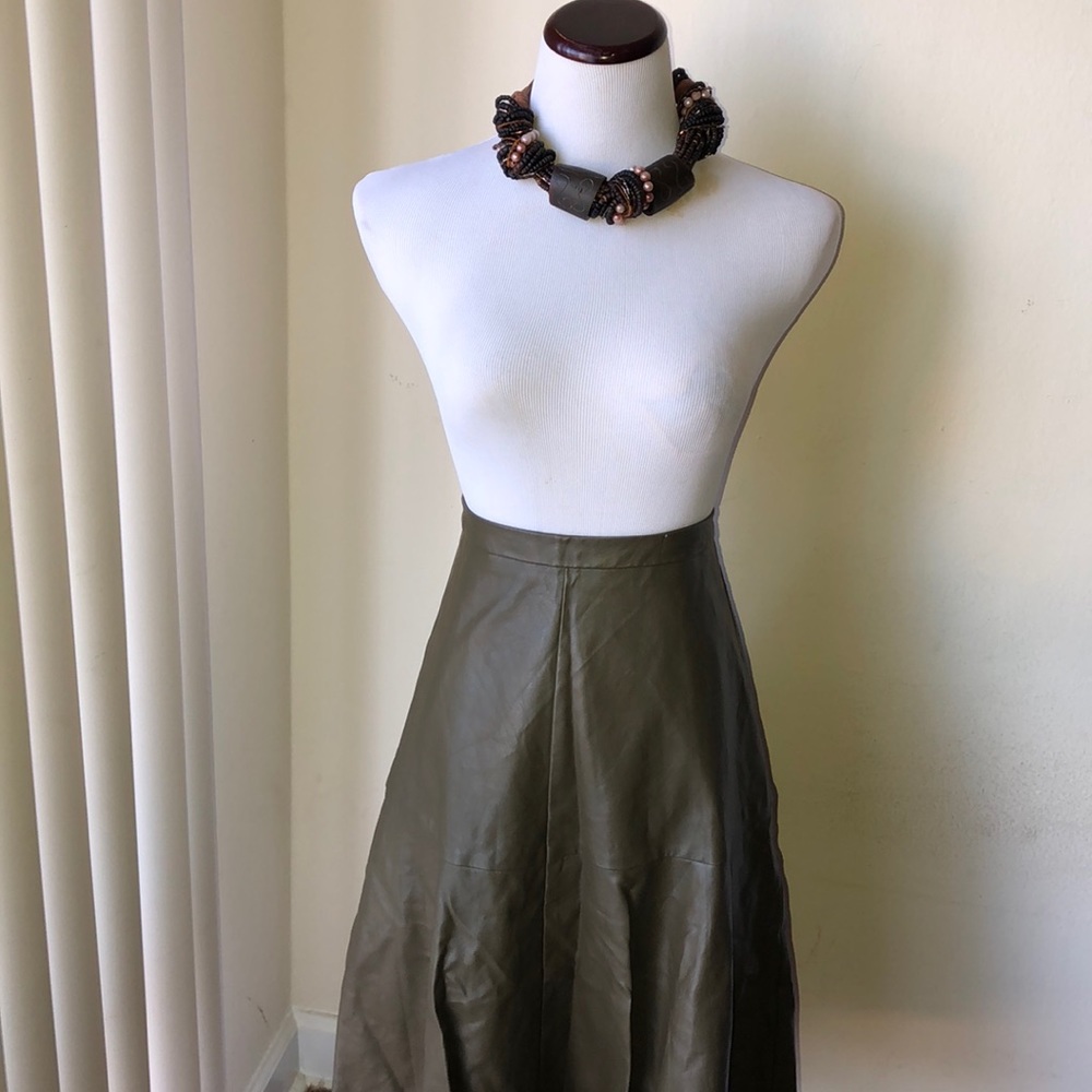 Olive green Faux leather skirt